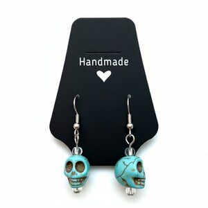 Earrings 💀 Aqua Skulls & clear / aqua beads